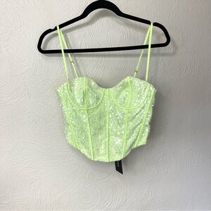 White Fox Boutique Neon Green Sequin Bustier